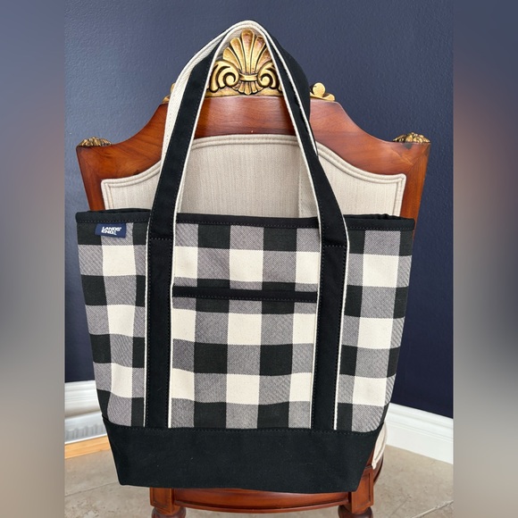 Lands' End Monochrome Checkered Tote - Picture 1 of 5